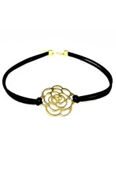 Siyah Süet Kadın Gül Choker Kolye thumbnail 1