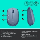 LOGITECH M171 Kablosuz Mouse-Bluegrey 910-006866 thumbnail 7