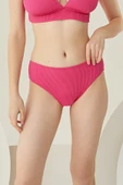 Fuşya Reps Yüksek Bel Tek Alt Bikini thumbnail 4