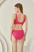 Fuşya Reps Yüksek Bel Tek Alt Bikini thumbnail 5