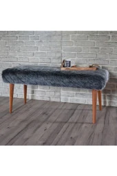 Sanal Mobilya Retro Bench Antrasit Peluş thumbnail 1