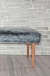 Sanal Mobilya Retro Bench Antrasit Peluş thumbnail 3