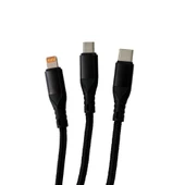 FitPlus 3in1 USB to Type-C / Lightning / Micro 1.2m Örgü Şarj Kablosu thumbnail 1
