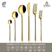 AMBOSS RUBY 72 PARÇA ÇATAL KAŞIK BIÇAK SETİ-GOLD thumbnail 2