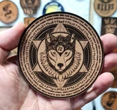 ŞAMAN KURT Tanrı Türkü Korusun  Deri PEÇ - Arma - Leather Patch thumbnail 2