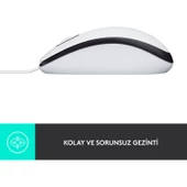 Logitech M100 Kablolu 1.000 DPI USB Mouse - Beyaz thumbnail 3