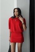 Kısa Kol Vatkalı Penye Elbise thumbnail 8