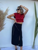 Kadın Kırmızı Crop Bluz thumbnail 2
