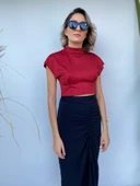 Kadın Kırmızı Crop Bluz thumbnail 4