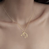 925 Ayar Gümüş Unicorn  Figürlü Kolye thumbnail 1
