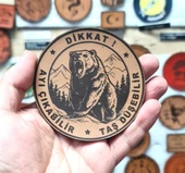 Dikkat Ayı Çıkabilir Taş Düşebilir Deri Peç- Arma - Leather Patch thumbnail 2