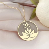 925 Ayar Gümüş Lotus Çiçeği Plaka Kolye thumbnail 7