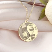 925 Ayar Gümüş Gitar Temalı Ying Yang Kolye thumbnail 9
