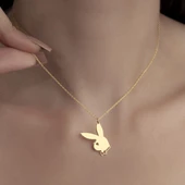 925 Ayar Gümüş Tavşan Ralp Figürlü Kolye thumbnail 1