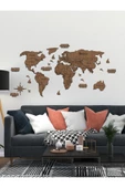 HYL 2 Boyutlu Ahşap Dünya Haritası Duvar Dekoru World Map thumbnail 2