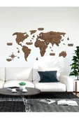 HYL 2 Boyutlu Ahşap Dünya Haritası Duvar Dekoru World Map thumbnail 3
