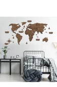 HYL 2 Boyutlu Ahşap Dünya Haritası Duvar Dekoru World Map thumbnail 5