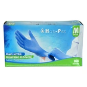 Has-Pet Pudrasız Mavi Nitril Eldiven Orta Boy (M) 100 Lü Paket thumbnail 1