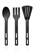 3lü Mini Plastik Spatula Kaşık Çatal Servis Seti Takımı thumbnail 1