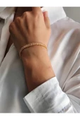 Su Yolu Baget Model Gold Çelik Bileklik thumbnail 1
