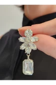 Çiçek Model Kristal Taşlı Küpe thumbnail 2