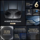 Mercusys MR80X 3 Port 3000 Mbps Router Teşhir thumbnail 3