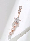 Gold Rose  Taşlı Uzun Göbek Piercing thumbnail 1