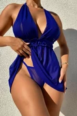 Bel Dekolteli Kadın Şık Mini Tül Gecelik thumbnail 5