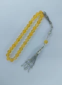 Dogal Taş Sitrin Tesbih,Gümüş Kaplama 4lü Zülfikar Model Metal Püskül Tespih thumbnail 1