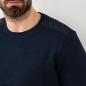 Likralı Erkek Lacivert Sweatshirt thumbnail 6