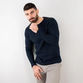 Likralı Erkek Lacivert Sweatshirt thumbnail 3