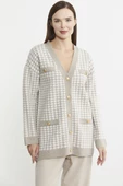 Kazayağı Motif Oversize Triko Ceket - Vizon thumbnail 1