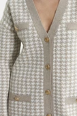 Kazayağı Motif Oversize Triko Ceket - Vizon thumbnail 5
