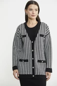 Kazayağı Motif Oversize Triko Ceket - Siyah thumbnail 1