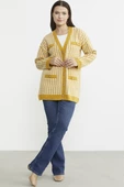 Kazayağı Motif Oversize Triko Ceket - Güneş thumbnail 3