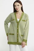 Kazayağı Motif Oversize Triko Ceket - Yeşil thumbnail 5