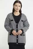 Kazayağı Motif Oversize Triko Ceket - Siyah thumbnail 3