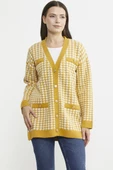 Kazayağı Motif Oversize Triko Ceket - Güneş thumbnail 2