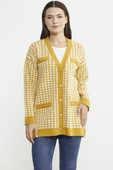Kazayağı Motif Oversize Triko Ceket - Güneş thumbnail 1