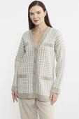Kazayağı Motif Oversize Triko Ceket - Vizon thumbnail 2