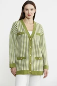 Kazayağı Motif Oversize Triko Ceket - Yeşil thumbnail 4