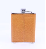 Turuncu Deri Kaplama Cep Matarası/Flask 8 OZ thumbnail 5