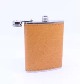 Turuncu Deri Kaplama Cep Matarası/Flask 8 OZ thumbnail 3