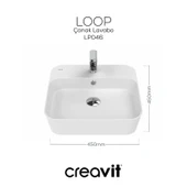 CREAVİT Loop Kare Çanak Lavabo 45 cm LP046 thumbnail 3