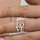 Love Yazılı 925 Gümüş Kolye thumbnail 1