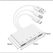Lightning-Type C- Usb 3.0  Çoklayıcı Micro Sd- Sd Kart Okuyucu thumbnail 2