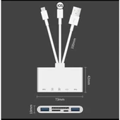Lightning-Type C- Usb 3.0  Çoklayıcı Micro Sd- Sd Kart Okuyucu thumbnail 3