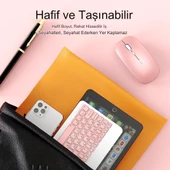 Kablosuz Klavye Ve Mouse Seti Bluetoothlu Şarj Edilebilir Windows İos Android Telefon Tablet Uyumlu thumbnail 6