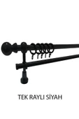 KLASİK AHŞAP RUSTİK PERDE ASKISI Tek Raylı 28 MM BORU Siyah thumbnail 1
