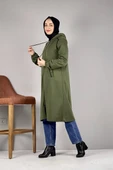 Kapşonlu Tesettür Kap Haki thumbnail 3